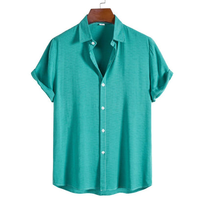 Einfarbiges Herrenhemd mit Revers und kurzen Ärmeln im Business-Casual-Sommerstil | CCS05 