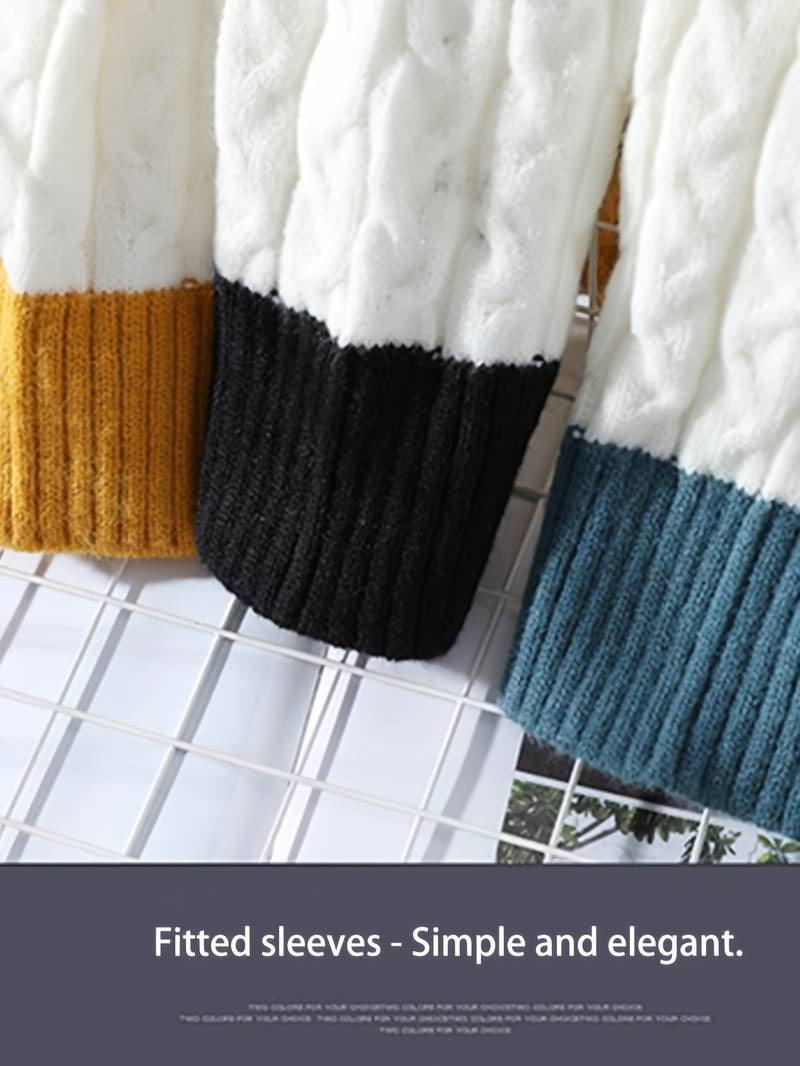 Warmer Herren-Strickpullover mit Rundhalsausschnitt, gerippt, langärmelig, Freizeitkleidung, Sweatshirt | 8373 