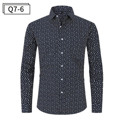 Chemise boutonnée à imprimé floral pour homme, design classique et formel, chemise habillée pour le travail | Q7 