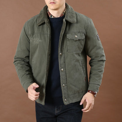 Men's Winter Faux Fur Lining Jacket Coat Cotton Outdoor Casual Military Jacket | 3166