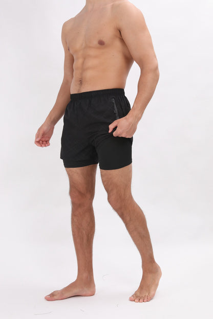 Short d'été 2 en 1 en polyester à séchage rapide pour homme, short de jogging, d'entraînement, de course à pied, de gym | DK-903 