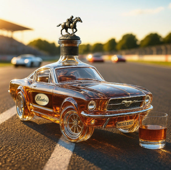 Police Car Mustang Whiskey Bottle | Creative Vehicle-Shaped Glass Decanter | 350ml Novelty Liquor Container for Home Bar & Gifts | zl0701