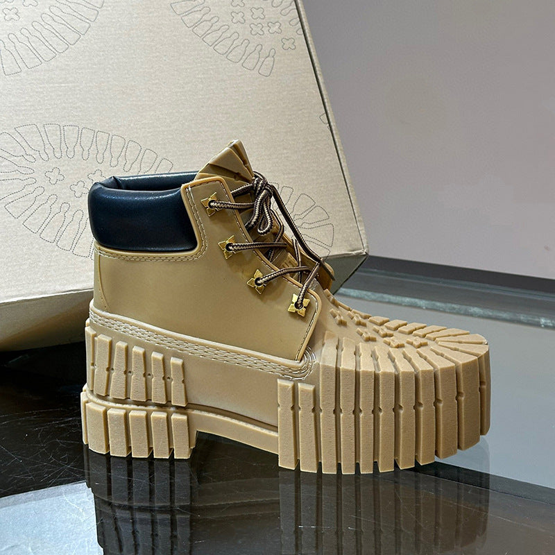 Puting Chunky Platform Martin Boots | Men's Thick-Soled Height-Increasing Ankle Boots | Waterproof Casual Short Boots | MD001