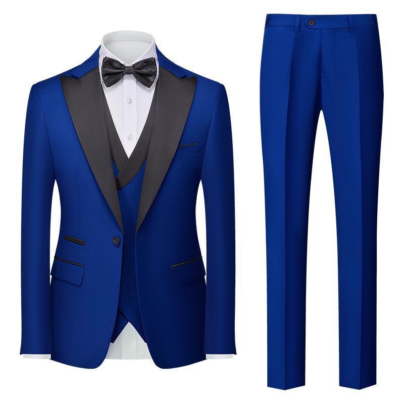 3-teiliger Herrenanzug mit Kragen für Hochzeitsfeiern und formelle Smokings, Jacke mit Hose, Weste, Anzug-Sets | 701 