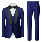 Herren Premium Anzug Casual Regular Smart Fit 3-teiliger Smoking für Abschlussbälle, Schalkragen, Hochzeitsfeier, Trauzeugenanzüge (Blazer + Weste + Hose) | 601 