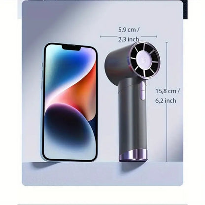 Turbo-Handventilator mit LED-Anzeige, 100-stufiger, über USB wiederaufladbarer Mini-Ventilator, tragbarer Kühlventilator für den Außenbereich | DS1013 