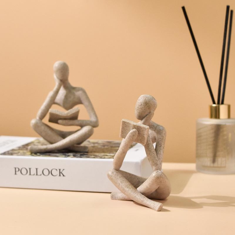 Buchleser-Tischskulptur, modernes dekoratives Ornament für stilvolle Heimdekoration | BY230613 