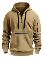 Herren-Kapuzenpullover mit einfarbigem Muster, Reißverschluss, gefütterter Kragen, lockere Passform, lässige Sportbekleidung | TZ-28 