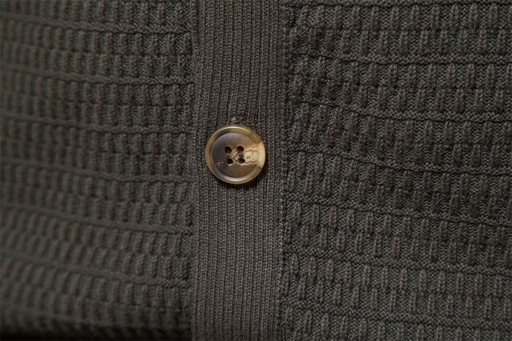 Herren Winter-Cardigan mit durchgehendem Reißverschluss – Strickoberteil aus hochelastischer Baumwolle mit Stehkragen | Y324 