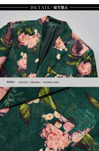 Men's Emerald Green Floral Jacquard Blazer | Slim Fit Master of Ceremonies Suit Jacket | Korean Style Business Casual Sport Coat | 2512
