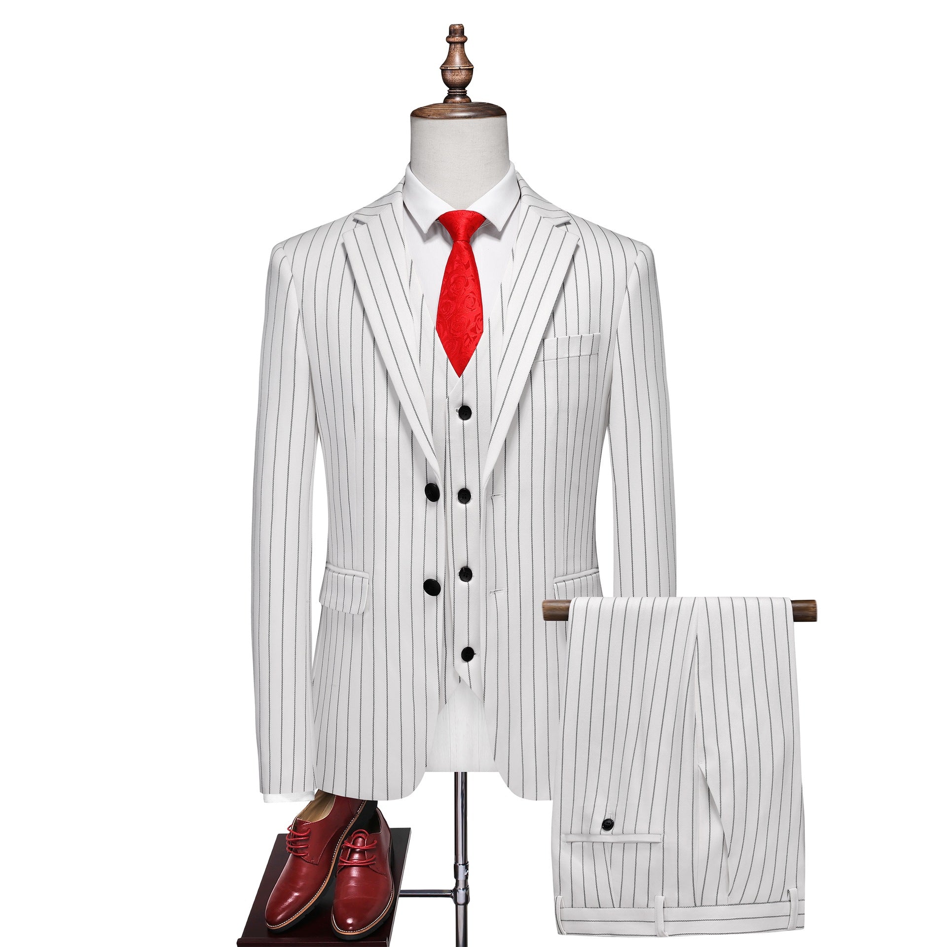 Men's Slim Fit Three-Piece Suit Set | Fashion Big & Tall Wedding Banquet Blazer with Waistcoat | Modern Business Formal Wear | 838