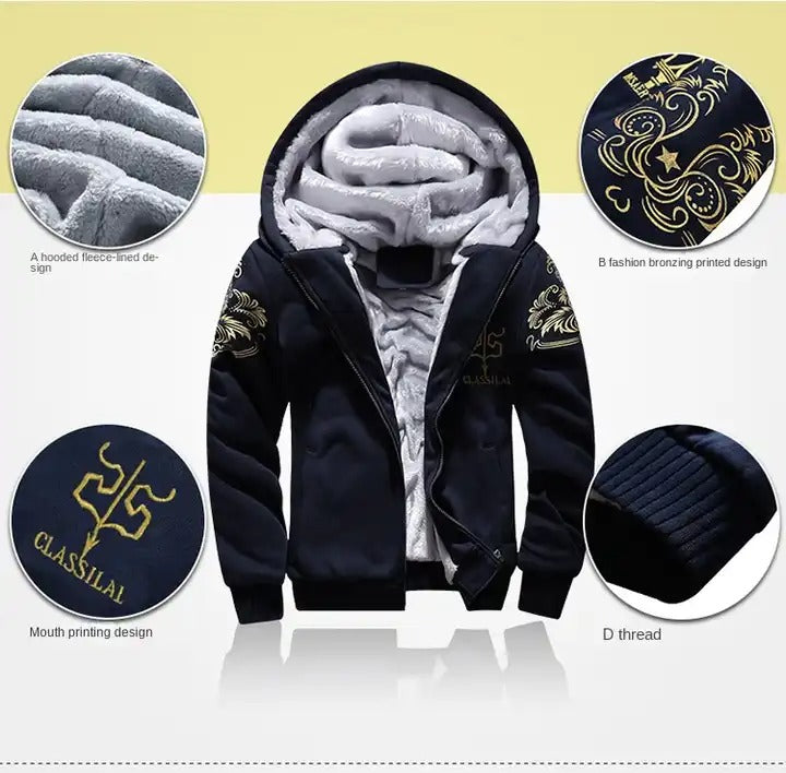 Herren Winter Trainingsanzug Fleece Gefüttert Sweatshirt Hoodie Jacke Mantel Hose Trainingsanzug 