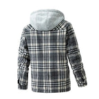 Hochwertige Winterjacke für Herren, karierte Wolle, schweres Übergrößenhemd, karierter Kapuzenmantel, Oversize-Oberteil | 88027 