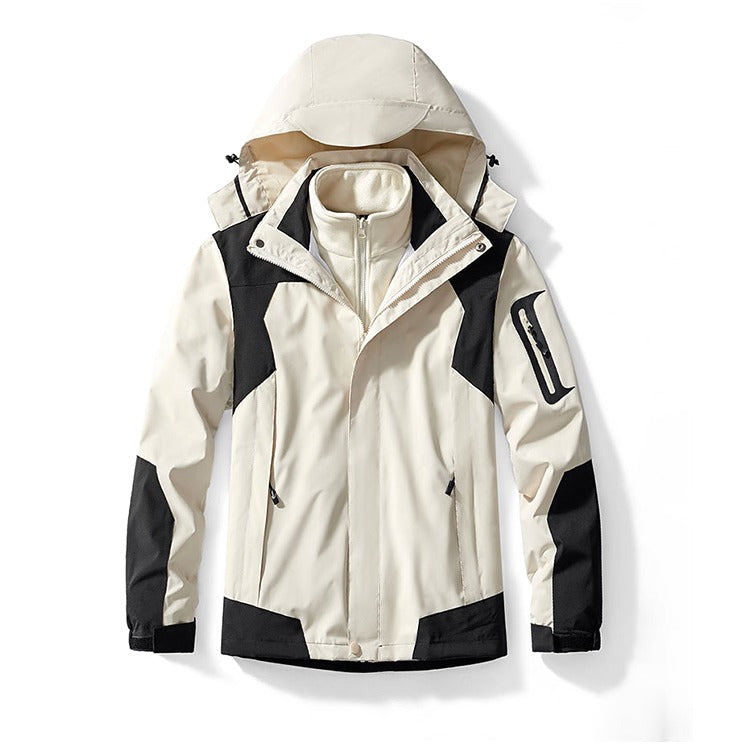 Unisex Wintersport Wandern Bergfüllung Baumwolle Polarfleece Drei-in-Eins Outdoor Wanderjacke | 