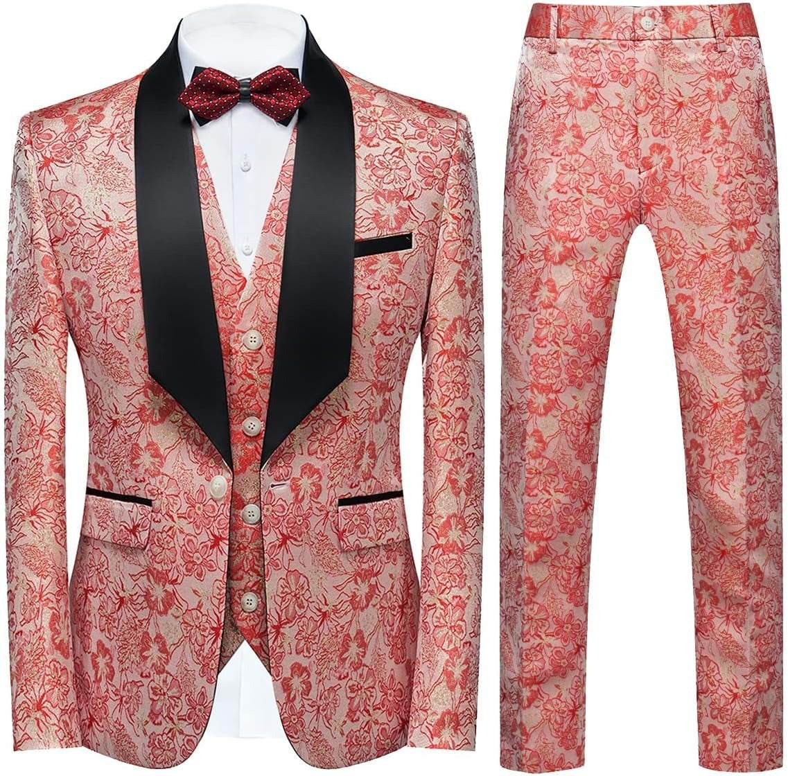 Completo da uomo 3 pezzi smoking set motivo floreale qualità premium blazer gilet e pantaloni set 3 pezzi festa di nozze e occasioni festive | 802 