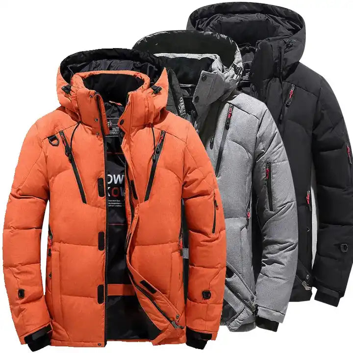 Men's Parka Duck Down Jacket Winter Coat Thick Hooded Puffer Hiking Warm Jacket | 1987