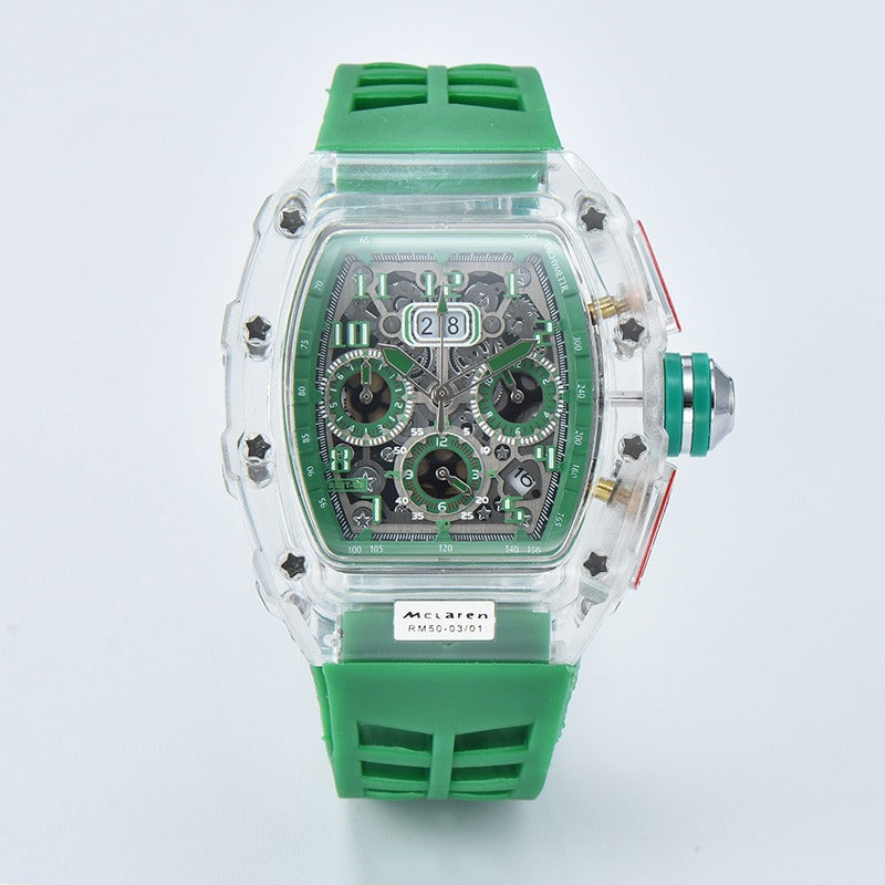Herren Luxus Beste Sportuhr Transparentes Gehäuse Chronograph Neue Geschenkuhren | 