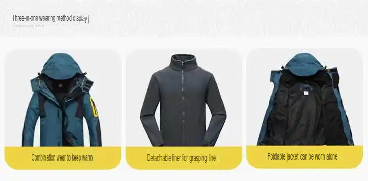 Herren-Skijacke – Warmes 3-in-1-Winterfleece, wasserdicht &amp; mit Kapuze | SN3-SP10089 