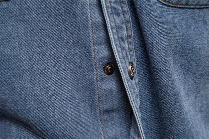 Herren-Jeanshemd mit verwaschenem Muster – Langarm, 100 % Baumwolle, lässiges Button-Up-Oberteil | 6025 
