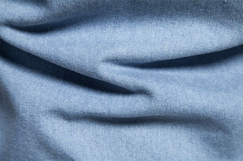 Herren-Jeanshemd mit verwaschenem Muster – Langarm, 100 % Baumwolle, lässiges Button-Up-Oberteil | 6025 