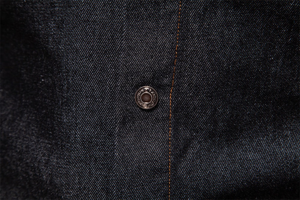 Herren-Jeanshemd aus gewaschener Baumwolle im Euro-Fit – Langarm, einfarbig, lässig, zum Zuknöpfen | 6028 