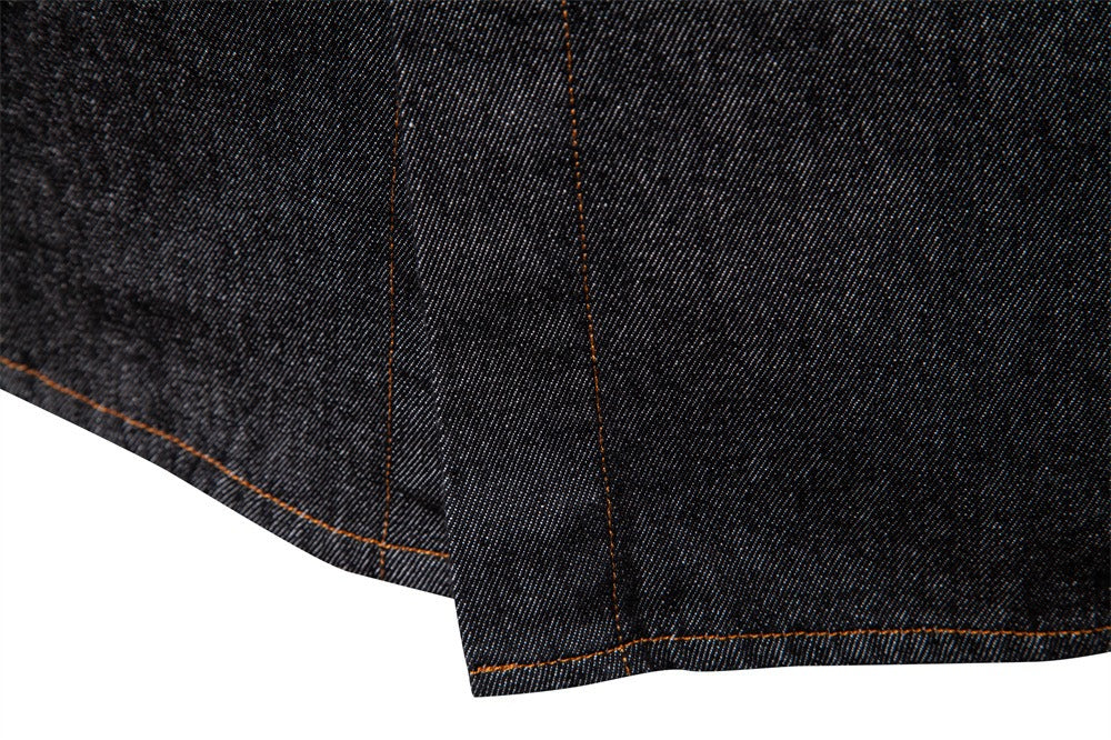 Herren-Jeanshemd aus gewaschener Baumwolle im Euro-Fit – Langarm, einfarbig, lässig, zum Zuknöpfen | 6028 