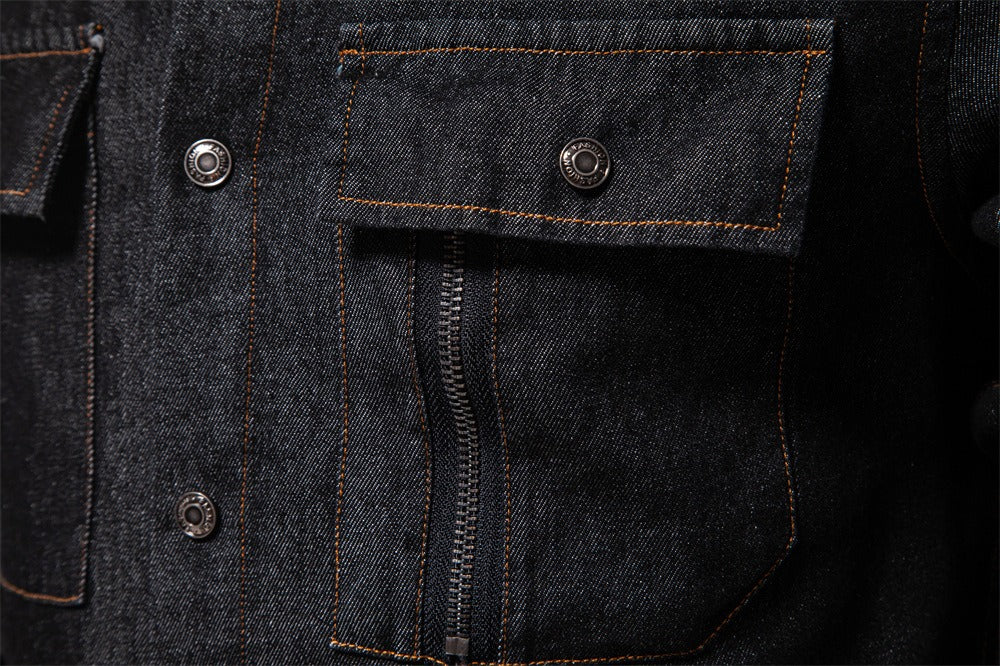 Herren-Jeanshemd aus gewaschener Baumwolle im Euro-Fit – Langarm, einfarbig, lässig, zum Zuknöpfen | 6028 