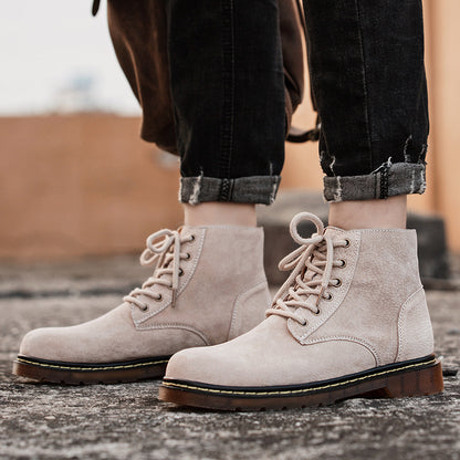 Men's British Retro Leather Ankle Boots Fashionable Thermal Outdoor Footwear | 8916