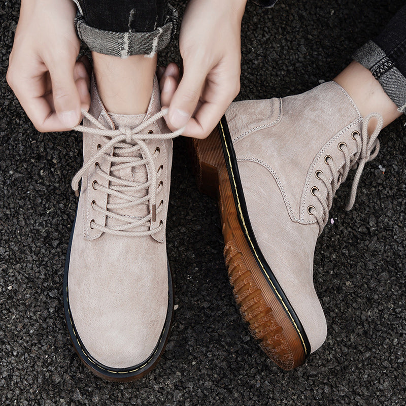 Britische Retro-Lederstiefeletten für Herren, modische Thermo-Outdoor-Schuhe | 8916 