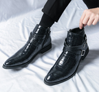 Reißverschluss geprägte High-Top-Lederschuhe Herren Vintage Martin Stiefel | 6805 