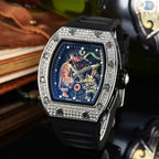 Herren Top RM Luxusuhr Leuchtendes Drachentiger Diamantmuster Automatische Gummiuhr | 9924LH 