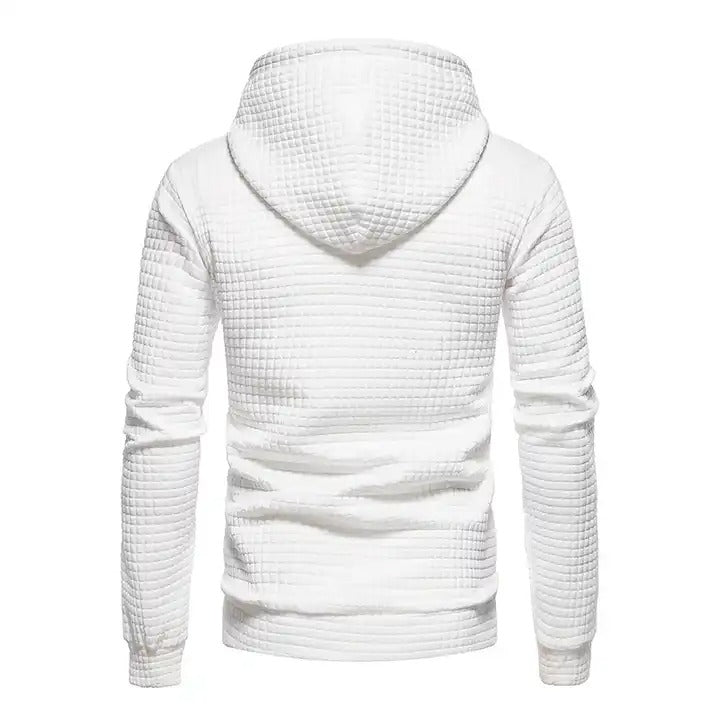 Casual Pullover Hooded Sweatshirt Hoodie Waffle Pattern Solid Hoodies | W02