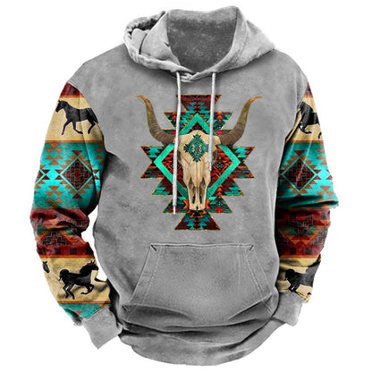 Men's Fashion Cowboy Killer Hoodies Long Sleeve Hooded Sweatshirt Casual Tops Pullover