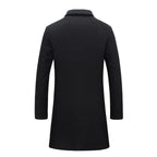 Herren Leichte Wolljacke Einfarbig Einreihig Revers Langer Mantel Business Mantel | D67 