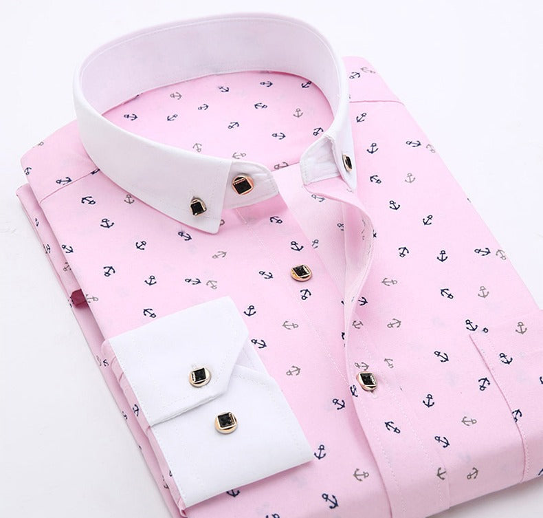 Hochwertiges, langärmliges Business-Hemd mit Button-Down-Karomuster aus Polyester | CY116 