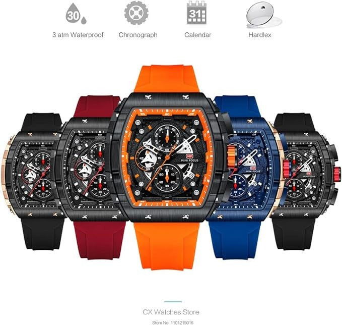 Herren Luxus Top Marke Quarz Sport Uhren Silikon Armband Chronograph Armbanduhren | MF0399G 