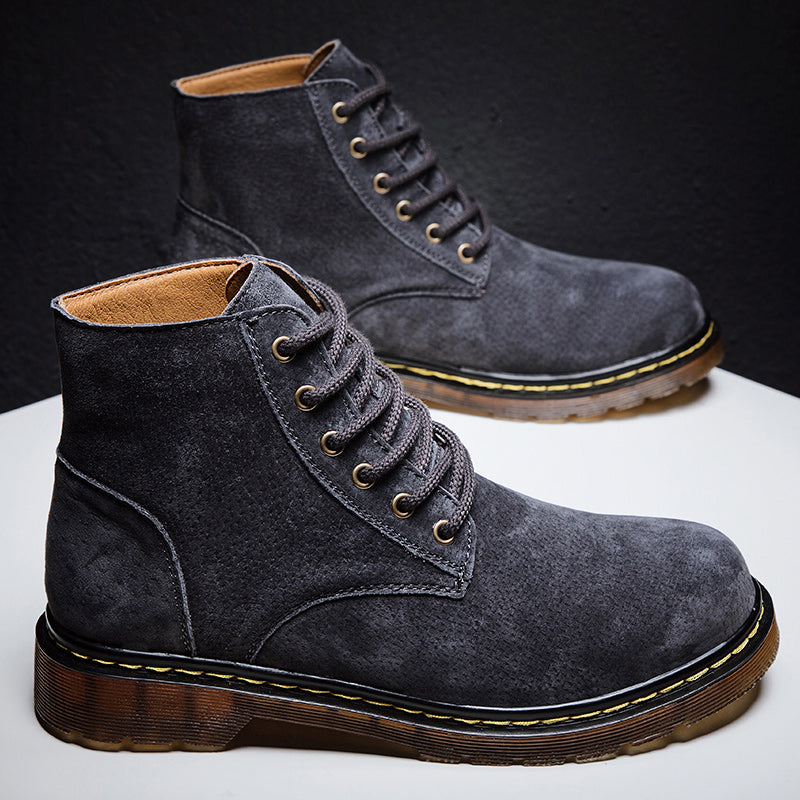 Men's British Retro Leather Ankle Boots Fashionable Thermal Outdoor Footwear | 8916