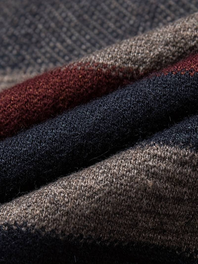 Gemütlicher Herren-Pullover mit Farbblock, weich gestrickt, ultra-dehnbar, klassisches Rundhals-Sweatshirt | X05