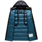 Winter Herren Daunenjacke Lang Verdicken Warm Weiß Entendaunen Mantel Kapuzenparka | 6539 