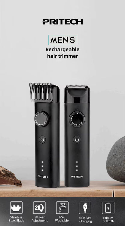 Men's Rechargeable Hair Trimmer Precision Grooming Tool for Hair Beard & Mustache | PR-2388