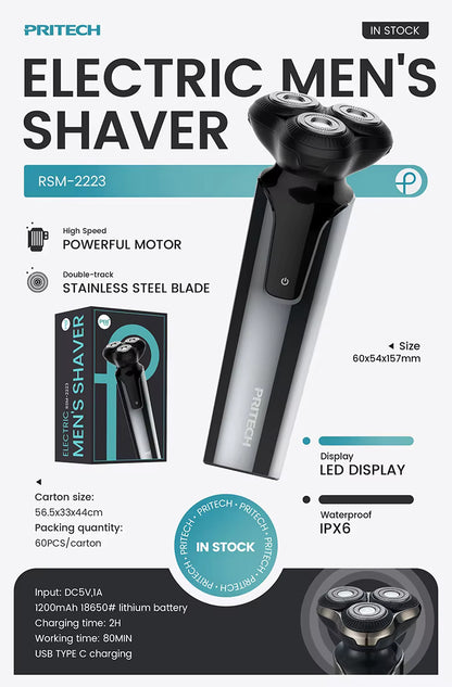 Electric Men's Shaver 3 Rotary Blades for Smooth & Precise Grooming | RSM-2223