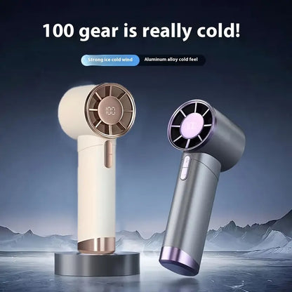 Turbo-Handventilator mit LED-Anzeige, 100-stufiger, über USB wiederaufladbarer Mini-Ventilator, tragbarer Kühlventilator für den Außenbereich | DS1013 