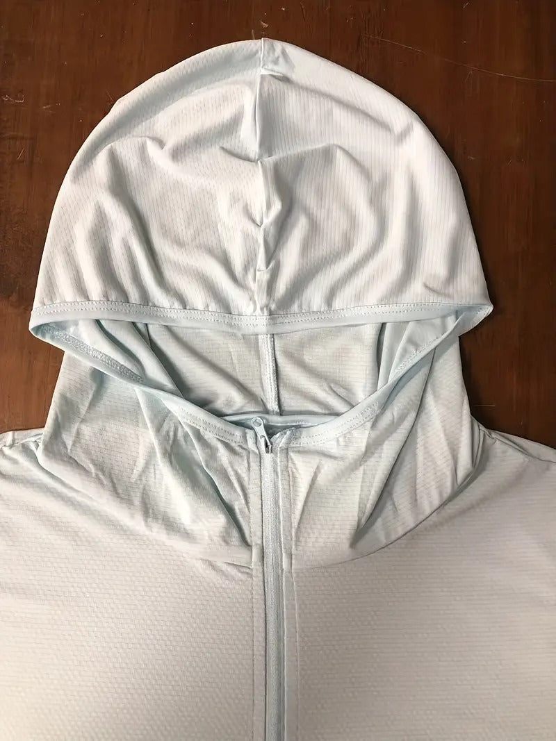 Leichter UV-Sonnenhoodie für Herren – Eisseide, schnelltrocknend und atmungsaktiv für den Sommer – Sportbekleidung zum Angeln, Radfahren und Wandern | 1999