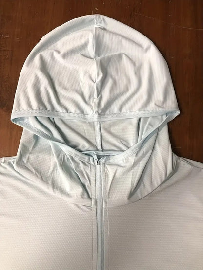 Leichter UV-Sonnenhoodie für Herren – Eisseide, schnelltrocknend und atmungsaktiv für den Sommer – Sportbekleidung zum Angeln, Radfahren und Wandern | 1999