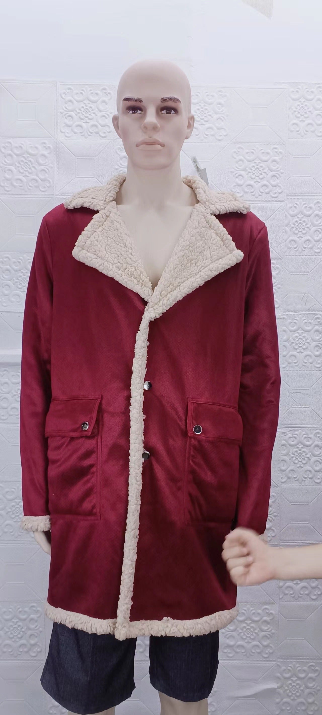 Herren Winter Ledermantel – Lange warme Kunstpelz-Manteljacke | 6011# 