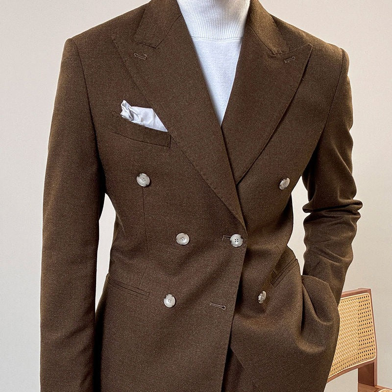 Hochwertiger italienischer zweireihiger Herrenanzug mit Reverskragen, leger, formell, 2-teilig, Anzugjacke und Hose | JSN692 