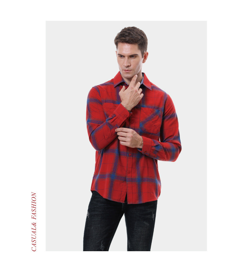 Men's Plaid Flannel Grinding Warm Shirt – European & American Casual Style | flr