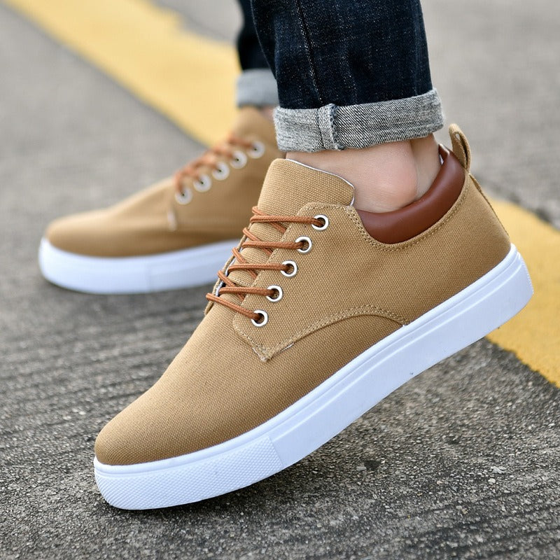 Chaussures décontractées en toile à lacets pour hommes, baskets plates et confortables, tendance été printemps | R009 