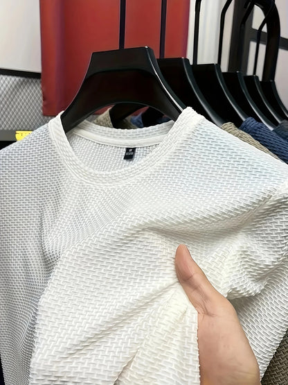 Herren-T-Shirt mit Bambusstreifen, kurzärmelig, atmungsaktiv, dehnbar, für den Sommer, Freizeitkleidung | 115 CSF 