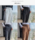 Stilvolle Business-Anzughose mit Plissee, trendige Mode, hohe Taille, lässig, schmale Passform, Vintage-Bleistifthose, Büro-Anzughose | F01 